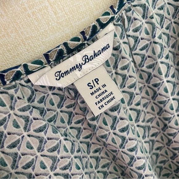 Tommy Bahama Blue Tribal Kiki Print Sleeveless Top, long Tassel Ties, Sm… - Picture 8 of 9
